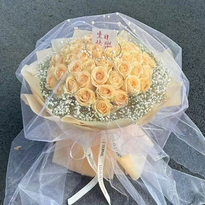 漳州52朵香槟玫瑰满天星，你就是我的全部